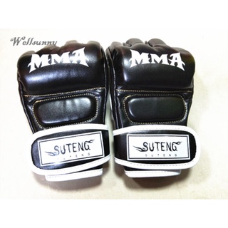 Wellsunny Suteng guantes de boxeo con cinco dedos nacarados Mma integrales de lucha Sanda guantes de boxeo dedo abierto punzonado guantes de saco de arena