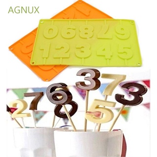 AGNUX 1Pc Baking Tool Cake Silicone Mold Candy Mould Lollipop 3D with Sticks Chocolate Mold Handmade 0-9 Numbers Shape