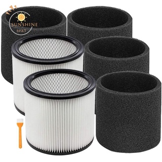 filtro de repuesto 90304 90350 90333 compatible para tienda-vac 5 pulgadas seco/limpiador de polvo seco 2 filtro+4 espuma