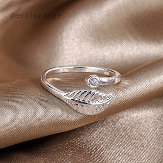 2021 nuevo producto bosque hoja anillo mujer versión de INS dulce y lindo simple incrustaciones de hoja de circonita anillo abierto