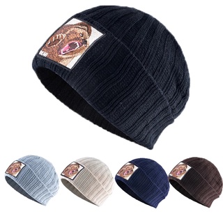 Hombres mujeres Hip Hop bordado oso sombrero de invierno/otoño invierno Color sólido calle cúpula gorra/Animal caliente gorro de punto
