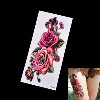 tutuche moda falso temporal tatuaje pegatina rosa flor brazo cuerpo impermeable mujeres arte cl
