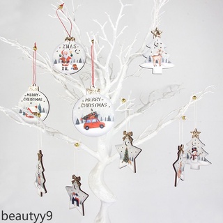 adornos de navidad impresión de madera pequeño colgante 3 piezas árbol de navidad escena decoración listado beautyy9