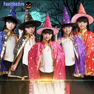 Fuelthefire > 2 Unids/Set Niños Disfraz De Halloween Bruja Capa Y Sombrero Cosplay Prop