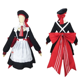 conjunto de traje de disfraz de cosplay de noelle kfc de impacto genshin, vestido de dama lolita, halloween (1)