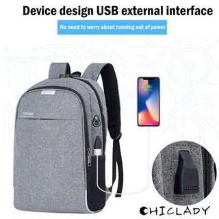 [Chiclady] mochila de carga USB antirrobo para hombre y mujer, portátil, funda para portátil
