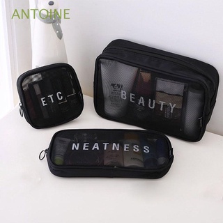 ANTOINE Women Organizer Breathable Cosmetic Pouch Digital Storage Bag Travel Men Fashion Mesh Multi-function Makeup Bag