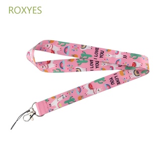 ROXYES Special ID Badge Holder Phone Accessories Key Ring Holder Lanyard Strap DIY Keychain Phone Badge Name Tag Holder Cute Alpaca Camera Mobile Hang Rope (1)