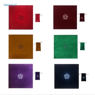 LIT Pentagram Tarot Tablecloth with Bag Velvet Altar Tarot Cloth Pentacles Tarot Mat