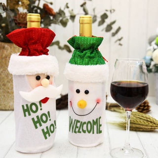 hermosa navidad ropa botella de vino cubierta cena mesa decoración (1)
