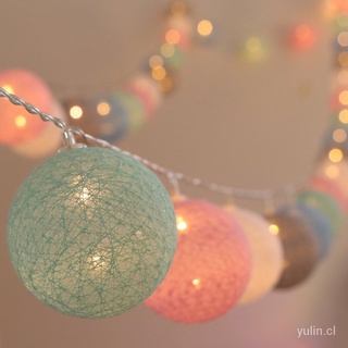 🔥Stock listo🔥20 leds bola de algodón globo cadena de luces de hadas dormitorio boda fiesta de navidad decoración