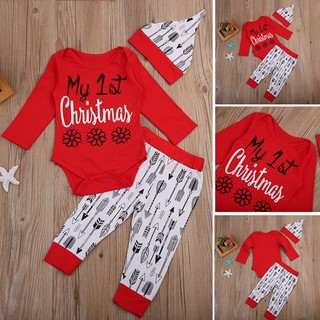 navidad 3pcs conjunto de bebé recién nacido niña niño mono mameluco pantalones trajes ropa