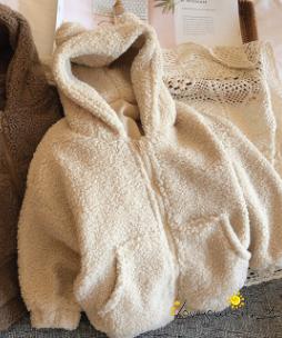 Loveq-chamarra de Color sólido para niños de invierno espesar lana de cordero de manga larga cuello redondo cremallera abrigo con capucha