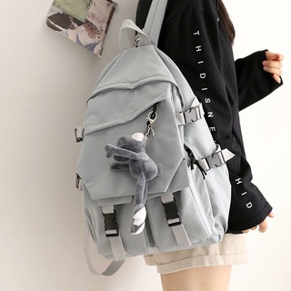 Moda cool tooling gris mochila mujer 2021 nueva casual color sólido mochila masculina escuela secundaria bolsa femenina estudiante de la universidad bolsa