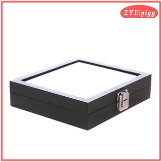 joyeria caja de almacenamiento de anillos de madera de almacenamiento caso titular bandeja negro (1)