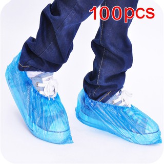 Chiclady 100pcs Cubierta De Zapatos Azul Desechable Botas Y Cubre Extra Grueso Resistente Al Agua Protector Botines Antideslizantes Reciclables (1)