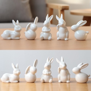 Bst estatuas de cerámica de conejo blanco puro decoración del hogar China estatua moderna
