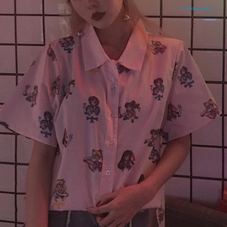 SAILOR MOON bluegypsophila lindo verano estudiante niña anime marinero luna impresión blusa manga corta suelta camisa (9)