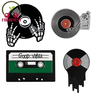 Retro Vibes Tape Badge Brooch Punk Music Vinyl Record Pins Creative Jewelry