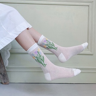Calcetines cortos cómodos cómodos transpirables de verano Ultrafinos transparentes para absorber el sudor dulce color Floral para mujer
