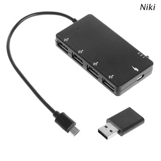 Niki Micro USB OTG 4 puertos Hub Cable adaptador de carga para Smartphone Tablet