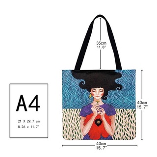 moda flor niña impresión bolsa de la compra de las mujeres de gran capacidad bolsos (3)