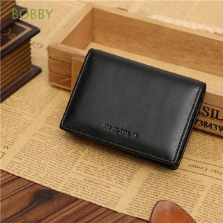BOBBY negro cartera de los hombres Clip monedero nueva moda ID tarjeta de crédito Bifold cuero genuino
