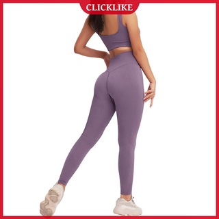 (clicklike) 2 piezas de yoga para mujer, gimnasio, crop top, cintura alta, leggings, ropa deportiva