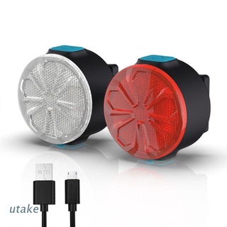 Utake luz de bicicleta USB recargable Led Flash bicicleta luz trasera luces de funcionamiento casco