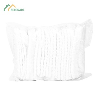 100 pzs gorro De baño desechable no tejido Elástico plisado Para baño (blanco)