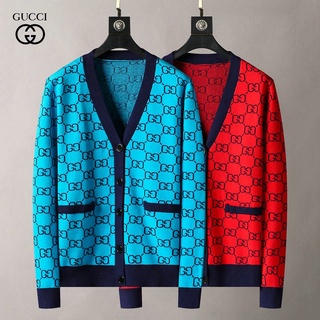 #2021 NEW# GUCCI men couples autumn winter V-neck Sweater knitwear GUCCI men women high quality blue red tie-dye knitting cardigan (1)