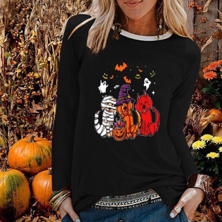 ♀♀ sirolaews.cl Flash Sale Long SleeveWomen's Halloween Print O Neck T-shirt Long Sleeve Casual Blouse Top