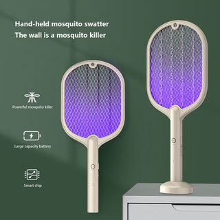 Raqueta de pest recargable eléctrica Fly Bug Bat luz LED portátil de Control de insectos raqueta, Beige huiteni