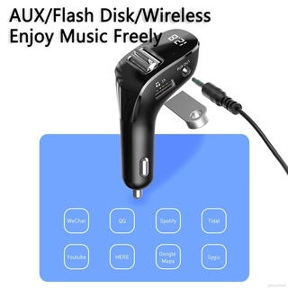 Transmisor FM de coche Bluetooth 5.0 AUX manos libres inalámbrico Kit de coche Dual USB cargador de coche Auto Radio FM modulador reproductor MP3 (3)