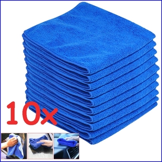 10 pzs paños grandes de microfibra azul 30*30cm limpieza del hogar Auto coche detallando paño suave toalla de lavado (1)