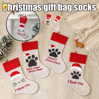 Ejxw calcetines con estampado De Pata De Gato navideña Para decoración del hogar/Hotel/Bar