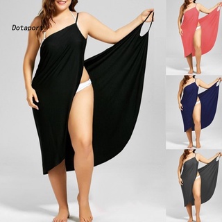 Vestido De playa para mujer/ropa De playa De color sólido talla grande