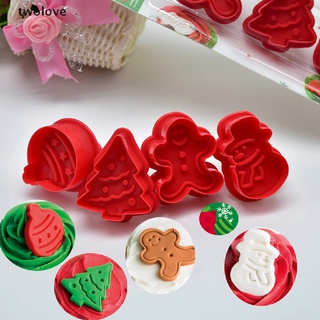 [twolove] 4pcs/set christmas cookie biscuit mold 3d cookie plunger cutter diy baking mould .