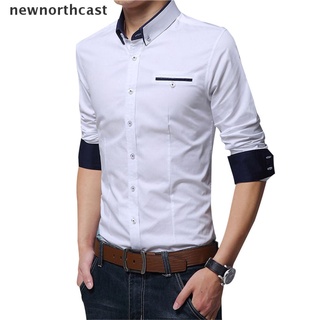 [newnorthcast] casual soclal formal camisa de los hombres de manga larga de negocios slim oficina camisa vestido camisa