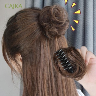 cajka mujeres garra pelo bollo natural corto rizado chignon desordenado bun ponytails donut marrón extensión de pelo scrunchies rizado de fibra de alta temperatura peluche/multicolor