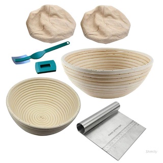sh 6pcs pan banneton cesta de prueba para hornear masa con pan cojo forro y raspador herramienta para panaderos que prueban cestas