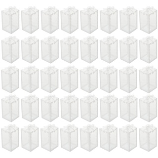 50 Cajas Transparentes De PVC , De Embalaje De Caramelos De Boda Bowknot