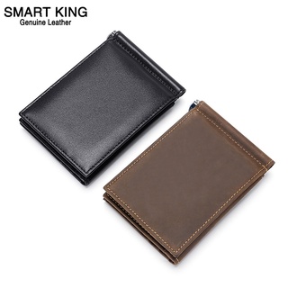 Smart King nuevo RFID corto monedero para hombres de cuero genuino de vaca de negocios bolsa de embrague bolsa de llaves multifunción titular de la tarjeta de la moneda bolsa