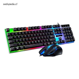 sed Universal G21B USB Wired 104 Keys Keyboard Mouse Set Rainbow-Color Backlight for Gaming Laptop Computer PC