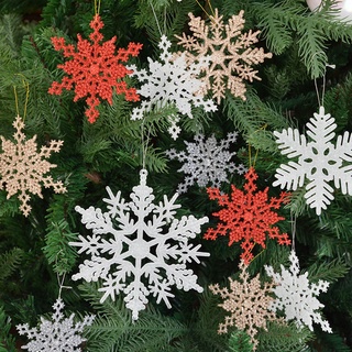 Oro blanco plata purpurina copo de nieve adornos de navidad árbol de navidad colgante decoración del hogar