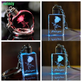 [ZUT] New Fairy Heart Square Crystal LED Light Charm Key Chain Key Ring keyring MIY (1)