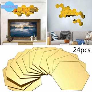 ​24×3D espejo acrílico diseño hexágono, pegatina de pared, arte azulejo adhesivo hogar para sala de estar decoración 24 unids/Set espejo 3D hexagonal pegatina de pared para decoración del hogar