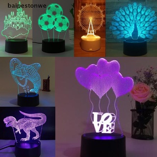 *baipestonwe* 1pc 3d ilusión lámpara rgb led luz de noche panel acrílico para niños de dibujos animados regalos venta caliente