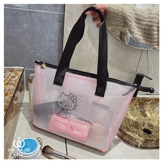 Bolsa de cosméticos de un hombro tothhellokittyde malla autorizada KoreainsPortable bolsa de cosméticos bolsa de lavado (9)