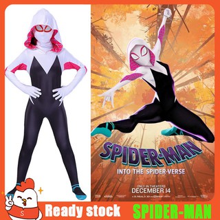halloween niñas y adultos ropa cosplay spider-man: en el spider-verse para gwen spider-man héroe ropa ajustada
